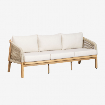 Divano Da Giardino 3 Posti In Legno Di Acacia Dubai Gardenia Bianco & Acacia Rustica Marrone - Sklum