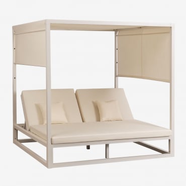 Letto Balinese Reclinabile In Alluminio E Tessuto Nasau Gardenia Bianco - Sklum