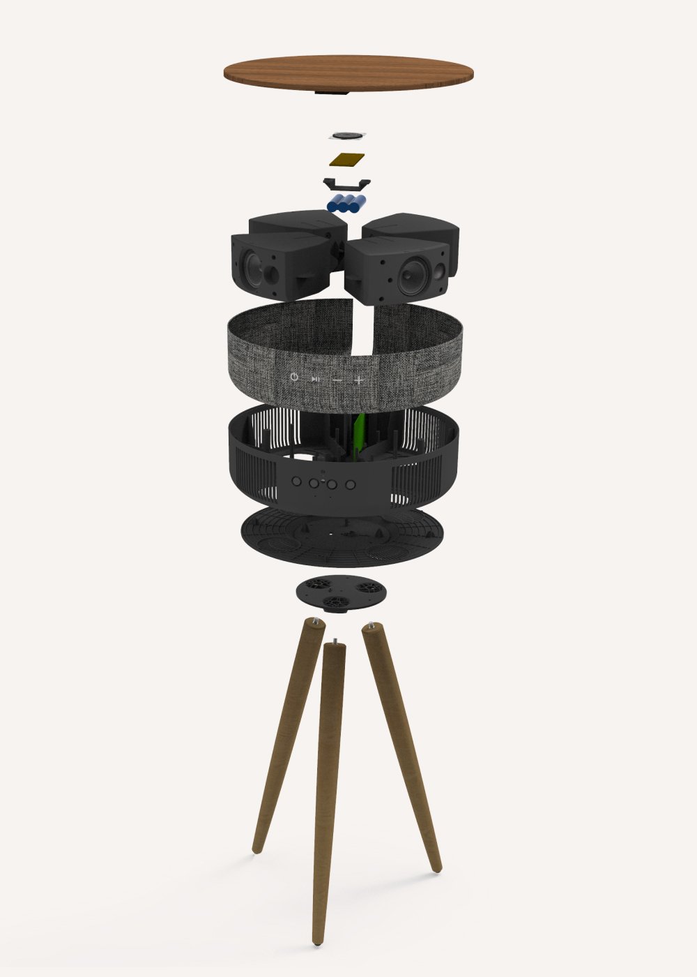 CREATE - SPEAKER TABLE 360 - Tavolo speaker con suono omnidirezionale a 360°, bluetooth e caricatore wireless, MISURE