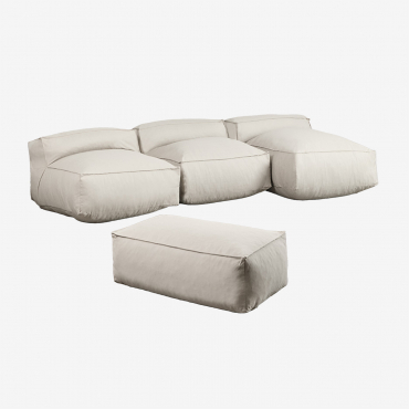 Divano Modulare Con Chaise Longue A 3 Pezzi E Pouf Da Giardino Dojans Beige Semoline - Sklum