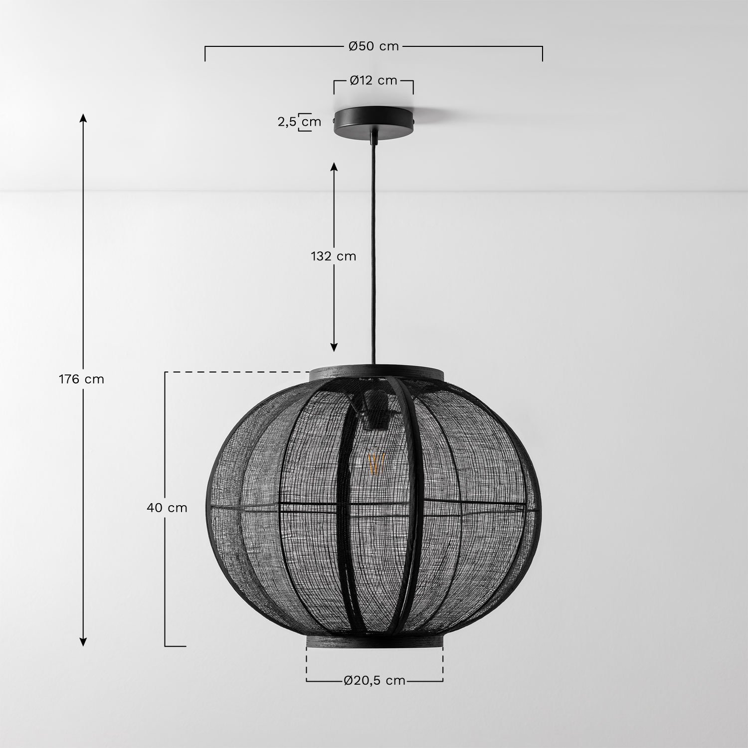 Lampada da soffitto in lino Ziyec, MISURE