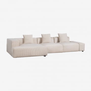 Divano Modulare Con Chaise Longue Angolare Sinistra A 3 Pezzi ↔︎375 Cm Bruna Velluto A Coste Beige Lin - Sklum