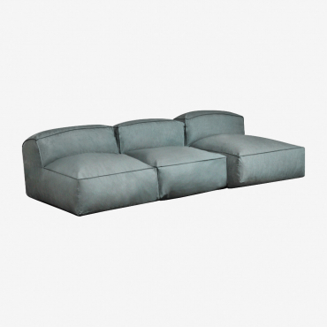 Divano Chaise Longue Modulare Di 3 Pezzi Dojans Verde Éter - Sklum