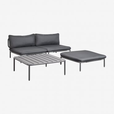 Set Da Giardino Con Divano Componibile In 2 Pezzi, Pouf E Tavolino Roubly Grigio Grafite - Sklum