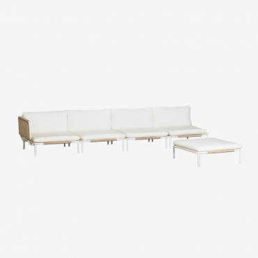 Divano Da Giardino Angolare Modulare In 4 Pezzi E Pouf Rubly Beige A Mandorla - Sklum