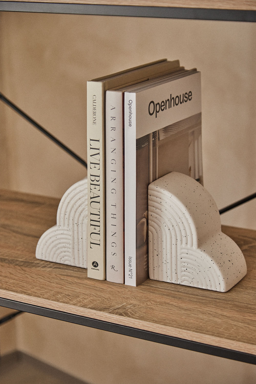 Fermalibri In Legno Con Base In Ferro - Antiscivolo, Decorativi, Per Libreria O Scrivania, 1 Paio