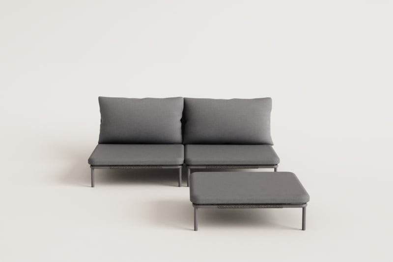 Divano modulare da giardino a 2 pezzi con pouf Roubly