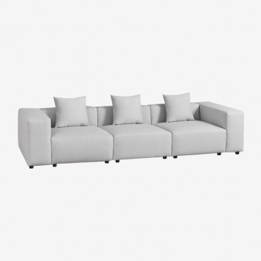 Sofà Modulare A 3 Pezzi (↔︎375 Cm) Con Bracciolo Alto Bruna Pelle Scamosciata Marrone Caffè - Sklum