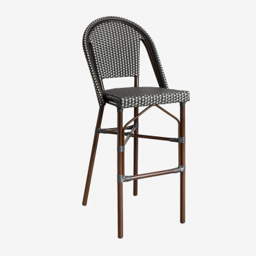 Confezione Da 2 Sgabelli Alti Con Schienale In Alluminio E Rattan Sintetico Brielle Bistro Grigio Grafite - Sklum