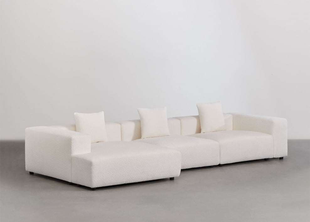 Divano modulare con chaise longue sinistra a 3 pezzi ↔︎375 cm con bracciolo alto Bruna