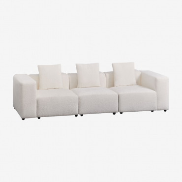 Sofà Modulare A 3 Pezzi (↔︎315 Cm) Con Bracciolo Alto Bruna Ricciolo Blanco - Sklum