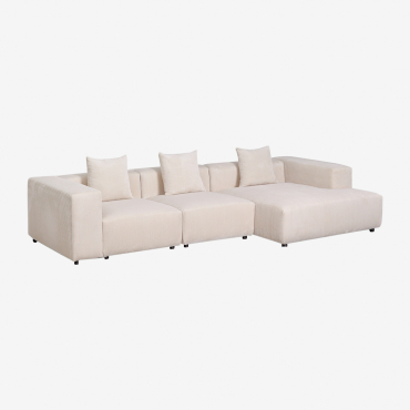 Sofà Modulare Con Chaise Longue Destra A 3 Pezzi (↔︎335 Cm) Con Bracciolo Alto Bruna Velluto A Coste Beige Lin - Sklum