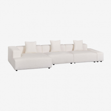 Divano Componibile Chaise Longue Angolare Sinistro In 3 Pezzi (↔︎375 Cm) Bruna Ricciolo Blanco - Sklum