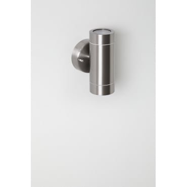 LAMPADA PARETE CASA Luce Per Esterni IP44 Acciaio Inox Cromo Bianco 2x