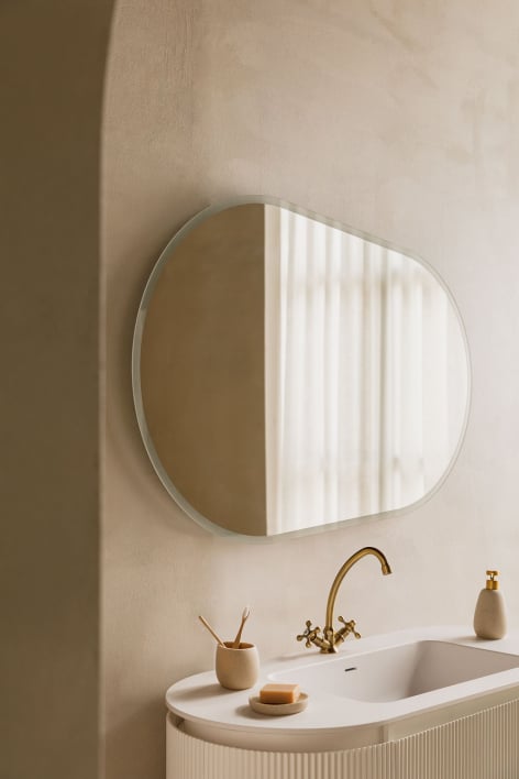 Specchio da parete ovale per bagno con luce LED e antiappannamento Riben