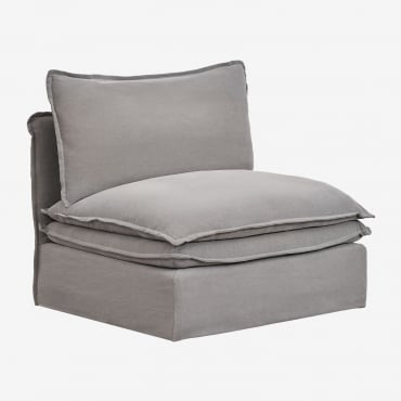 Poltrona In Lino E Cotone Grace Tessuto Grigio Scuro - Sklum