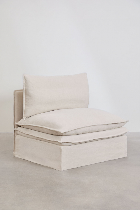 Modulo centrale per divano modulare in lino e cotone Grace - Tessuto Beige