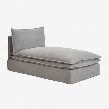 Modulo Chaise Longue Per Divano Modulare In Lino E Cotone Grace Tessuto Grigio Scuro - Sklum