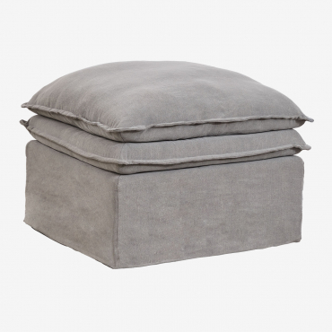 Pouf Grace In Lino E Cotone Tessuto Grigio Scuro - Sklum