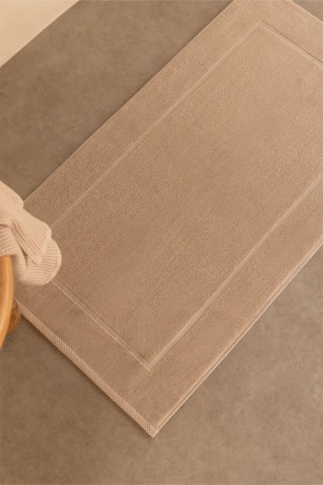 Tappeto da bagno rettangolare 55x80 cm in cotone Selyra - Tapioca Beige