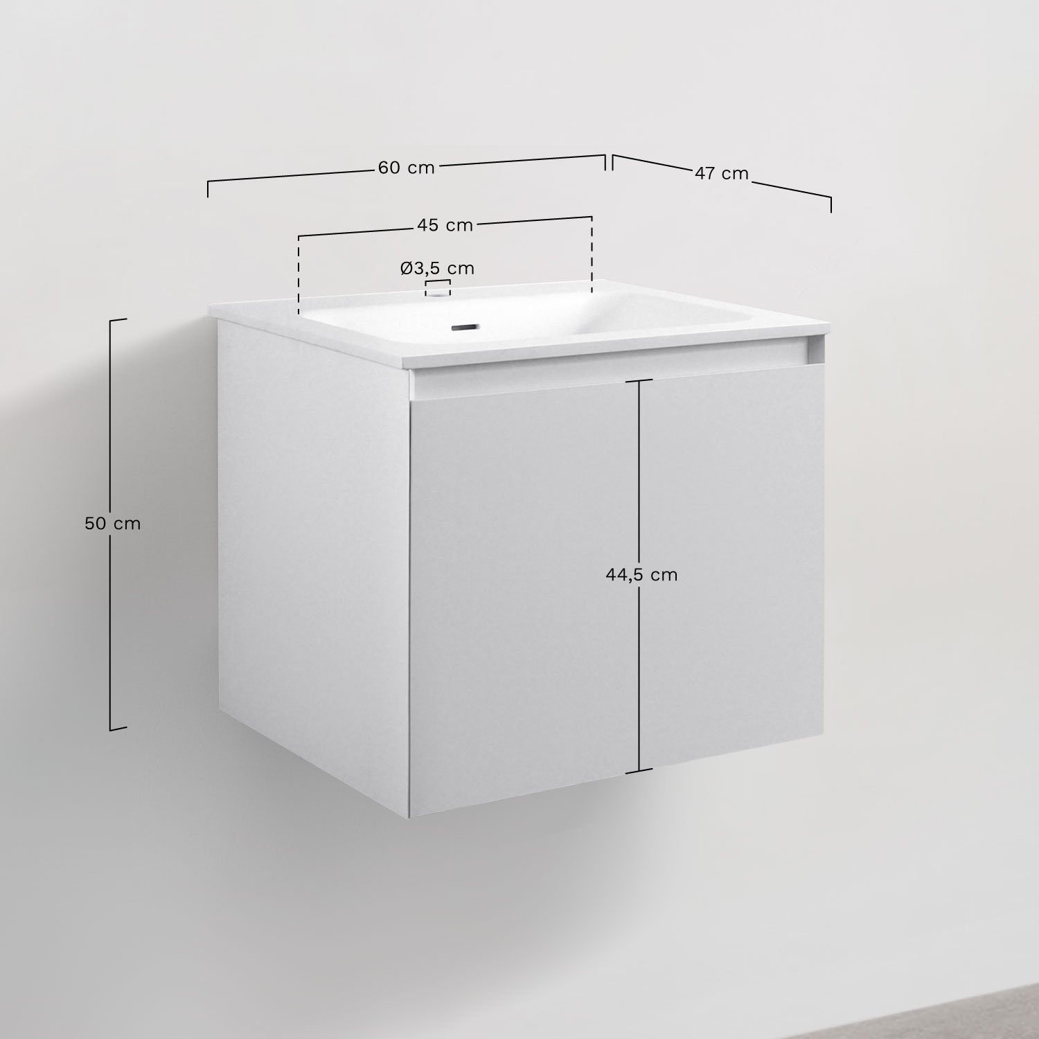 Set mobili da bagno in legno Macrae con lavabo integrato    , MISURE