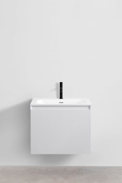 Set di mobili da bagno sospesi in legno con lavabo integrato Macrae - Bianco