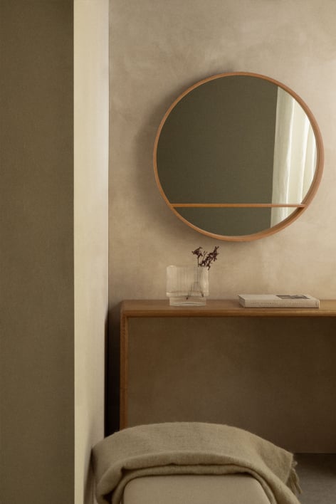 Specchio da parete rotondo Ø80 cm in legno Benat