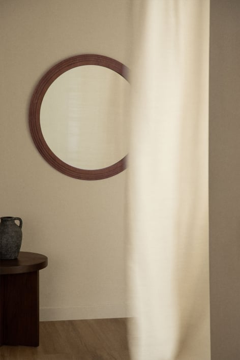 Specchio da parete rotondo Ø75 cm in legno di rovere Ozande