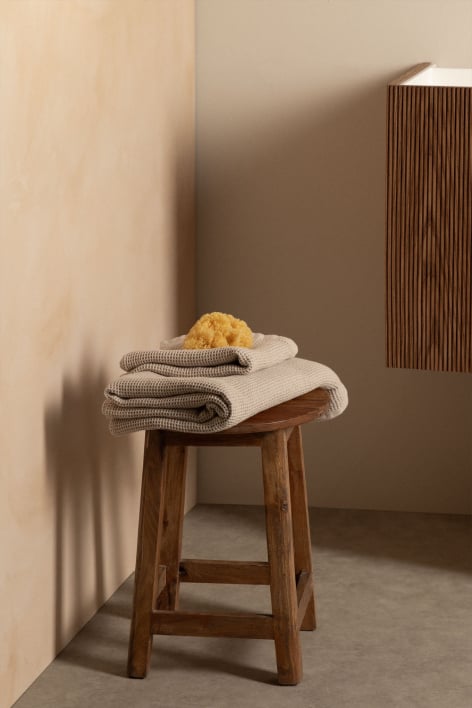 Sgabello basso 50 cm in legno riciclato finitura naturale Lare