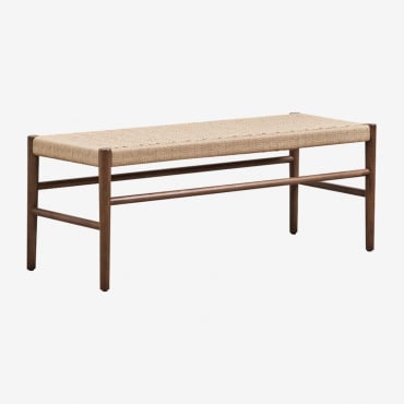 Panca In Legno Di Rovere E Corda Intrecciata Mara Legno Scuro - Sklum