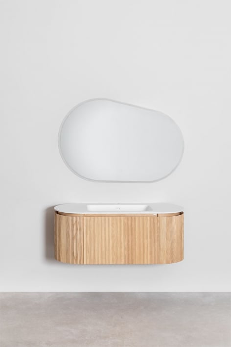 Set di mobili da bagno sospesi 120x50 cm in legno con lavabo integrato Carsone - Legno Naturale