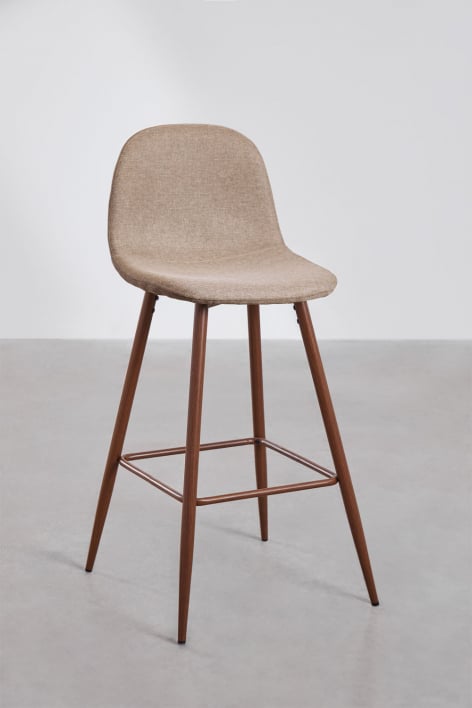 Pack di 2 sgabelli alti 75 cm in tessuto grigio talpa e gambe finitura legno scuro Glamm - Grigio Talpa