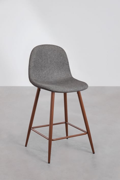 Pack di 2 sgabelli alti 65 cm in tessuto grigio antracite e gambe finitura legno scuro Glamm - Cinza Antracite