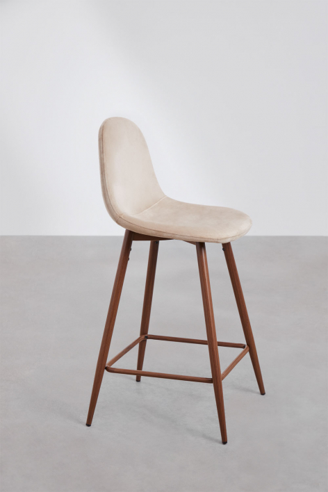 Pack di 4 sgabelli alti 65 cm in velluto marrone grano e gambe finitura legno scuro Glamm - Marrone Grano