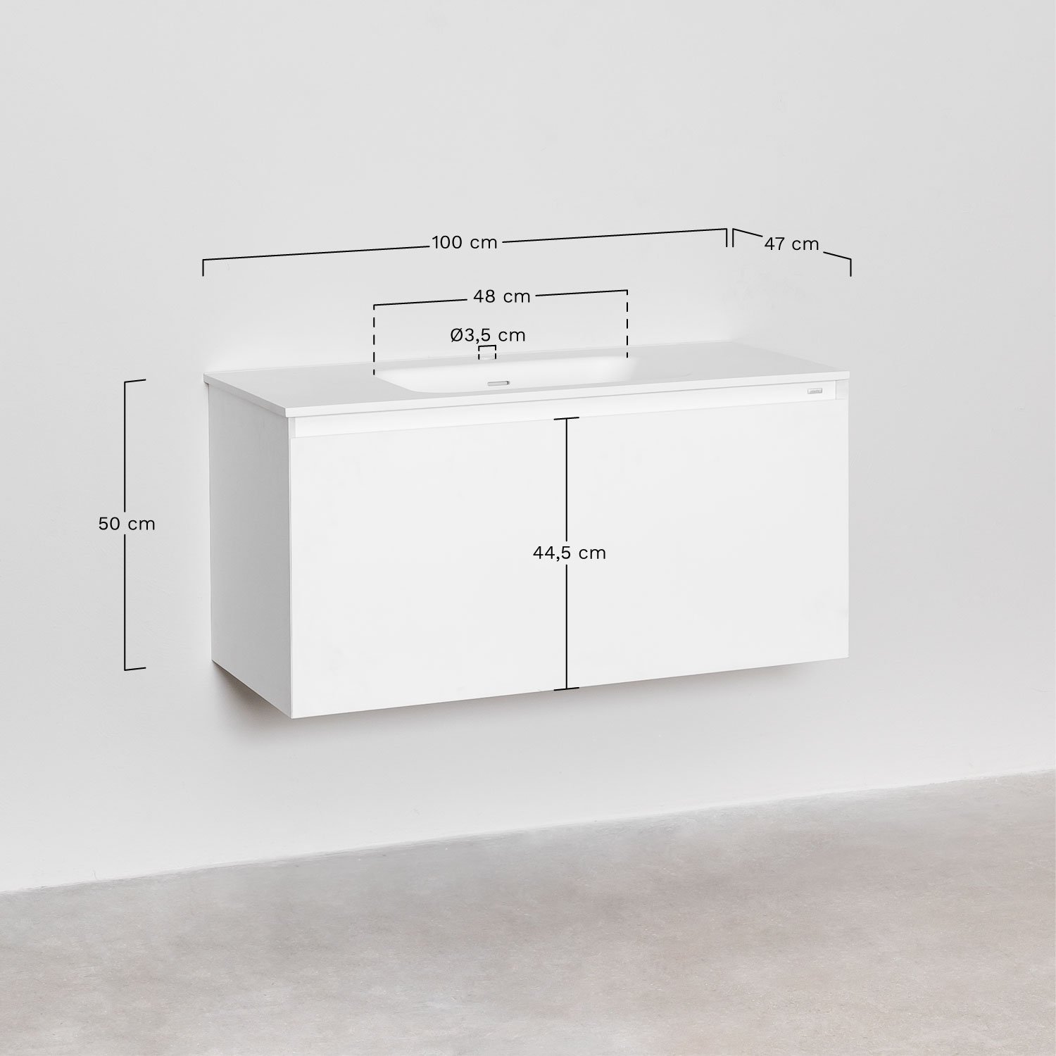 Set mobili da bagno in legno Macrae con lavabo integrato    , MISURE