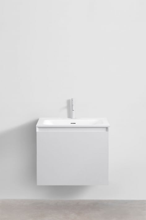 Set di mobili da bagno sospesi in legno con lavabo integrato Macrae - Bianco