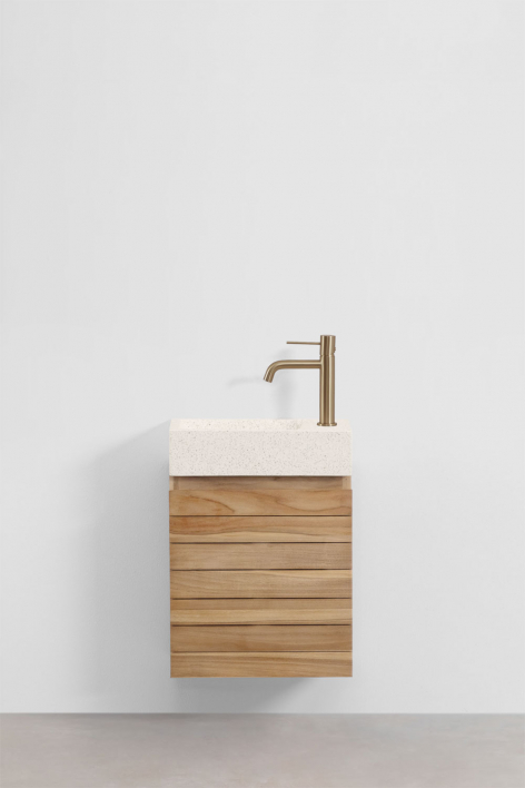 Conjunto di mobile bagno sospeso 40x20 cm in legno di teak con lavabo integrato in cemento Napier - legno di teak
