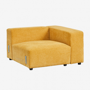 Modulo Angolare Destro (115x113 Cm) Con Bracciolo Alto Per Divano Componibile Bruna Tessuto Ciniglia Senape - Sklum