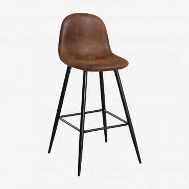 Confezione Da 4 Sgabelli Alti In Similpelle Glamm Caffè Vintage & ↑75 Cm & Nero - Sklum