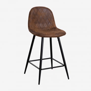 Confezione Da 4 Sgabelli Alti In Similpelle Glamm Caffè Diamond & ↑65 Cm & Nero - Sklum