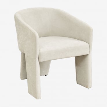 Pacco Di 2 Sedie Da Pranzo Imbottite Jimena Tessuto Ciniglia Beige Crema - Sklum