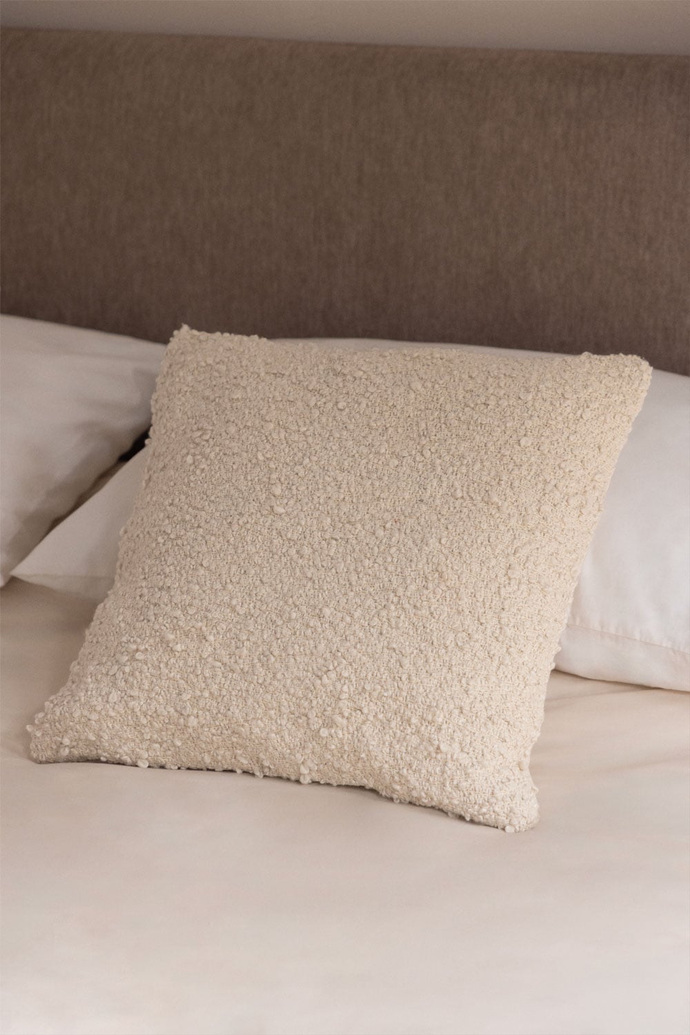 Homescapes Cuscino Quadrato In Tessuto Bouclé Grigio Chiaro – 45x45 Cm, 100% Poliestere, Fodera Con Zip Lavabile, Per Divano O Letto