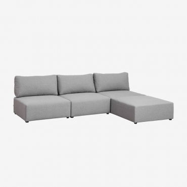 Divano Componibile In 3 Pezzi Con Pouf Kata Grigio - Sklum