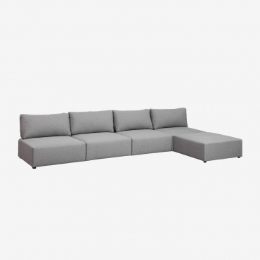 Divano Componibile In 4 Pezzi Con Pouf Kata Grigio - Sklum