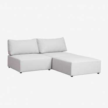 Divano Componibile In 2 Pezzi Con Pouf Kata Beige Crema - Sklum