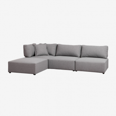 Divano Angolare Componibile In 3 Pezzi Con Puff Kata Grigio - Sklum