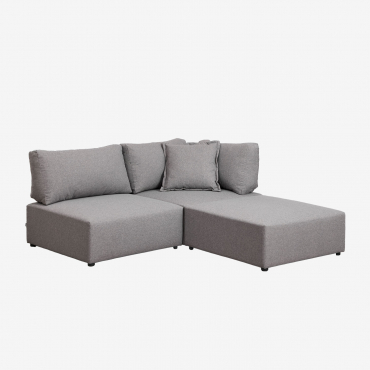Divano Angolare Componibile In 2 Pezzi Con Puff Kata Grigio - Sklum