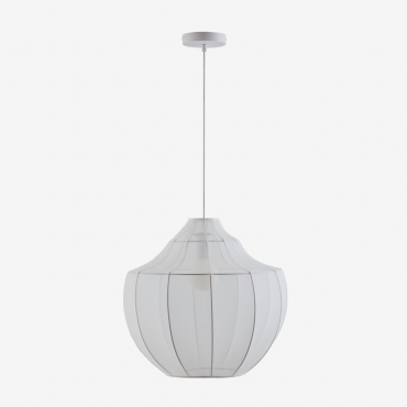 Lampada Da Soffitto Adaya In Metallo E Tessuto Bianco - Sklum
