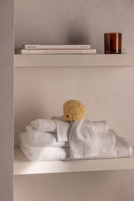 Set 4 asciugamani in spugna di cotone con bordo Claritone