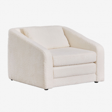 Poltrona Letto In Tessuto Bouclé Dalila Tessuto Bouclé Bianco Sporco - Sklum